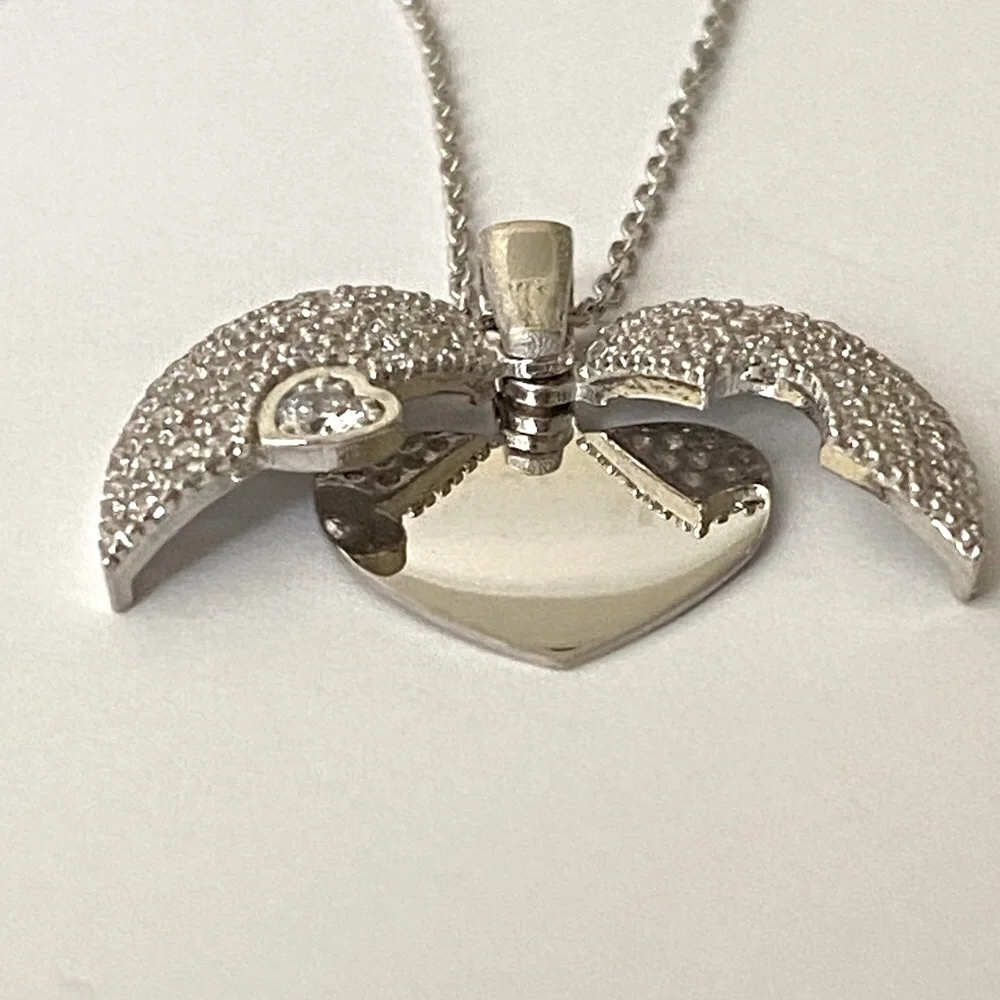 925 Silver double heart initial name cz necklace